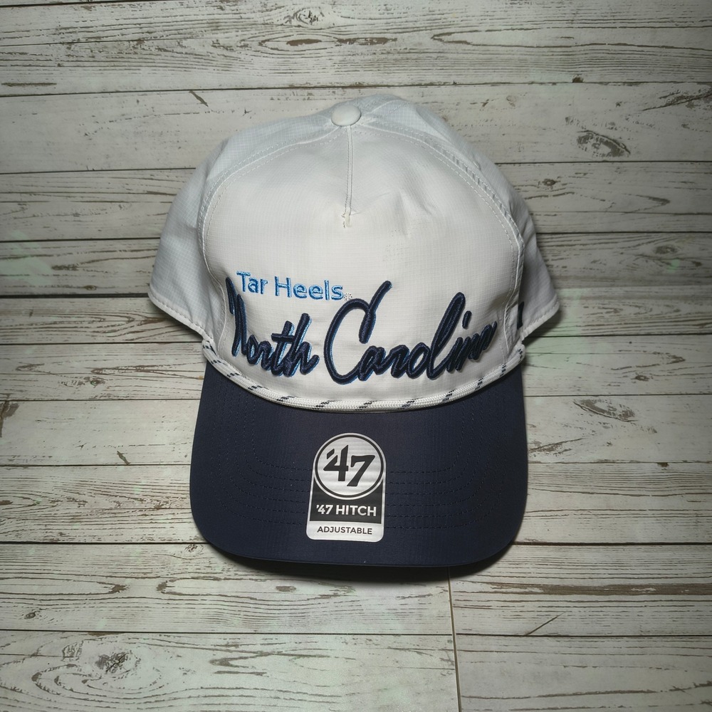 47 Brand North Carolina Tar Heels Hitch Snapback Hat White Navy Rope Cap OSFA